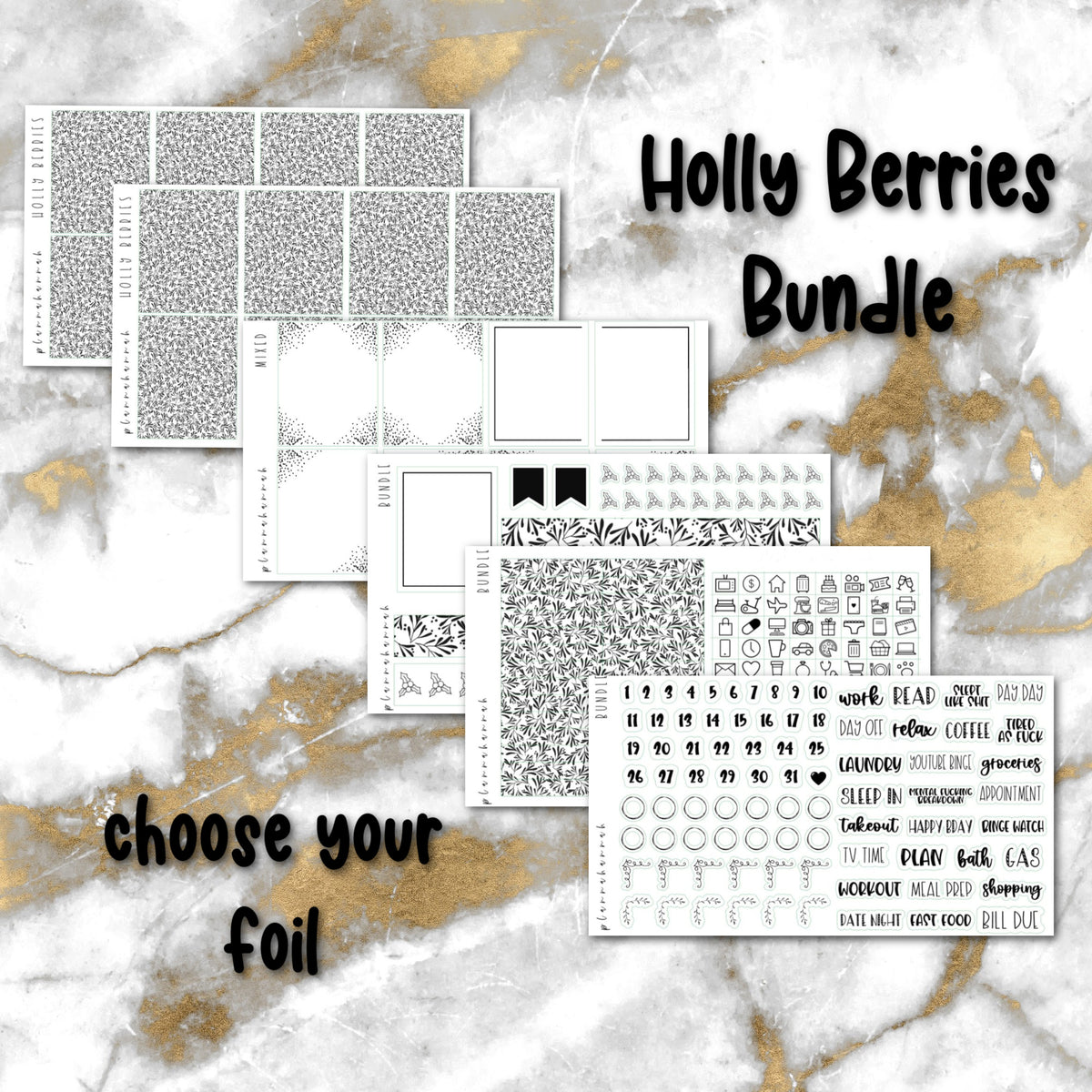 Holly Berries | Foiled Holiday Sticker Bundle