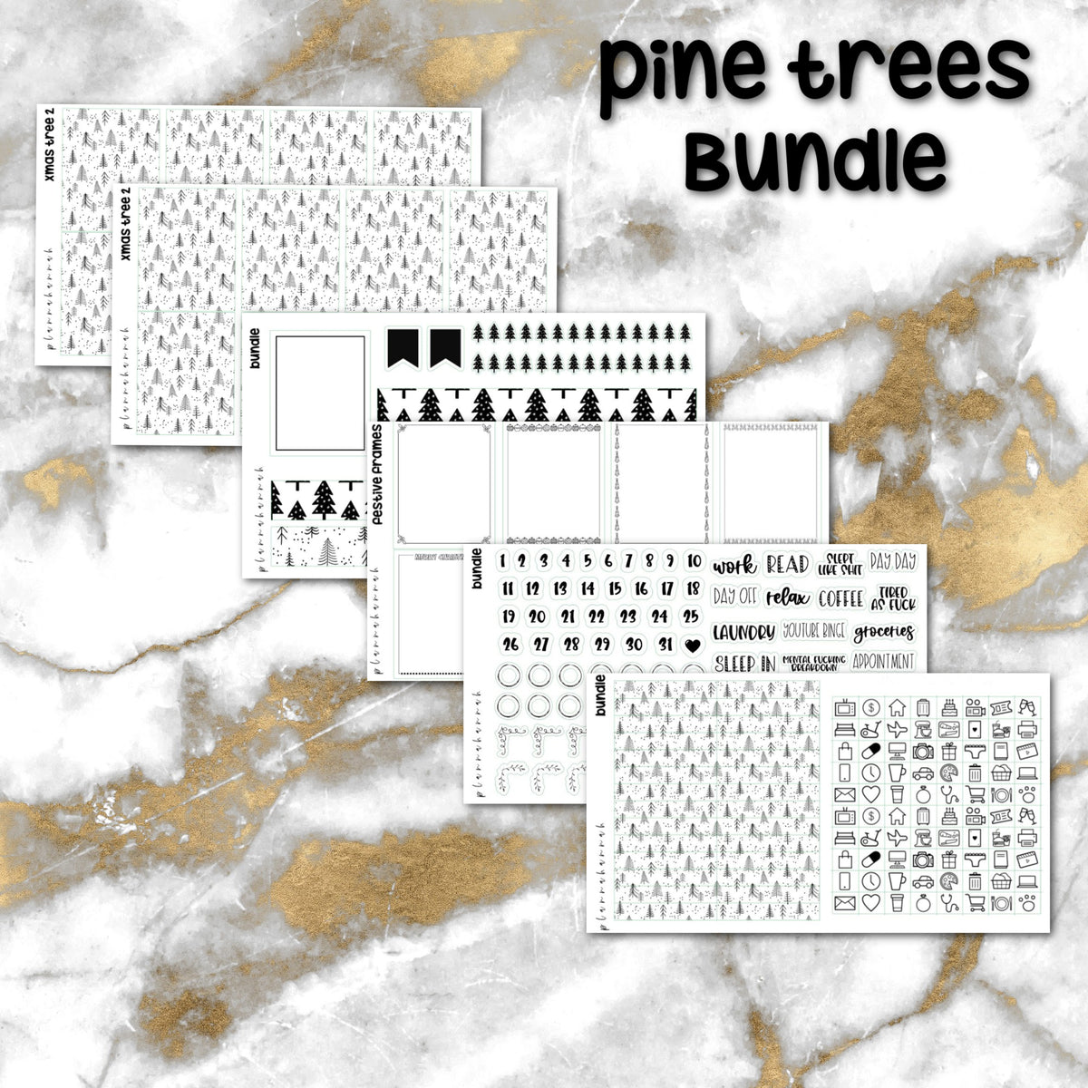 Pine Tree | Foiled Holiday Sticker Bundle