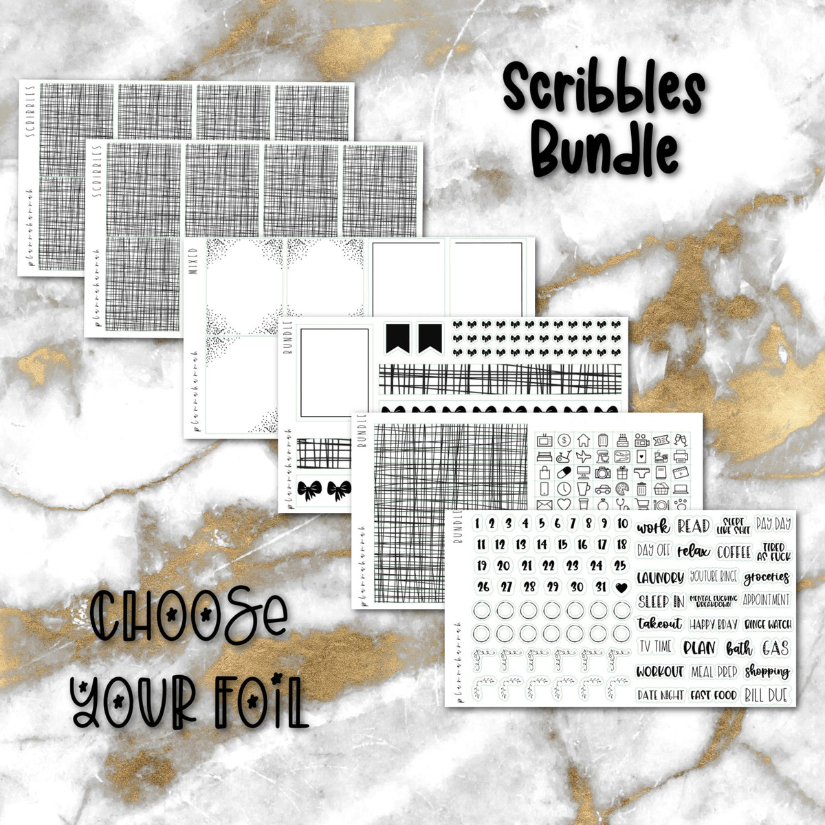 Scribbles | Foiled Sticker Bundle