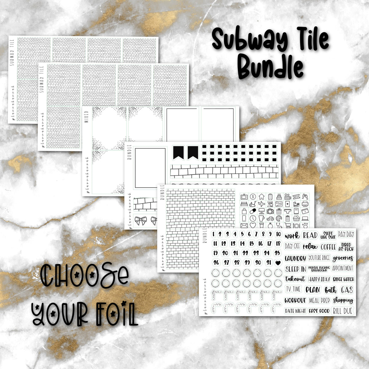Subway Tile | Foiled Sticker Bundle
