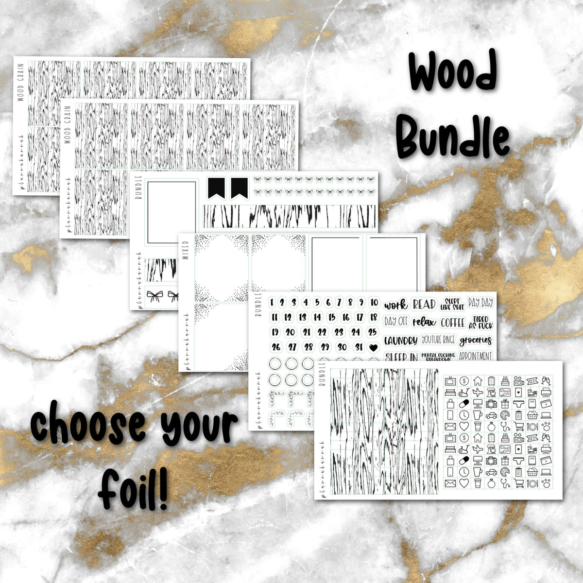 Wood | Foiled Sticker Bundle
