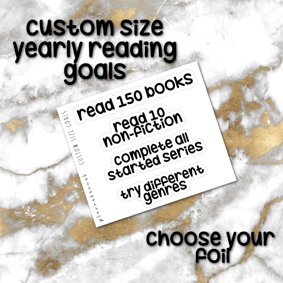 Custom Size Reading Goals | Foiled Reading Journal Stickers