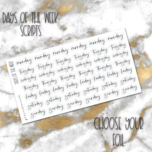 Days of the week | Foiled Script Sticker