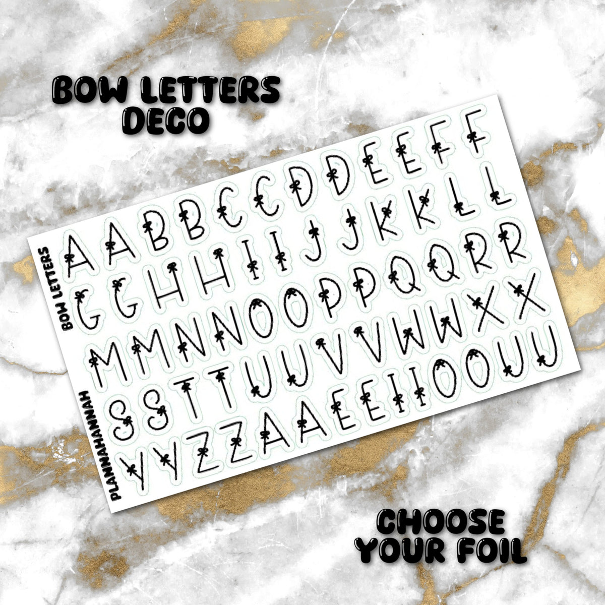 Bow Letters | Foiled White Background Journal Deco