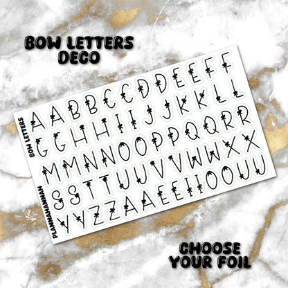 Bow Letters | Foiled White Background Journal Deco
