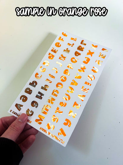 Bubble Letter 3 | Foiled White Background Journal Deco