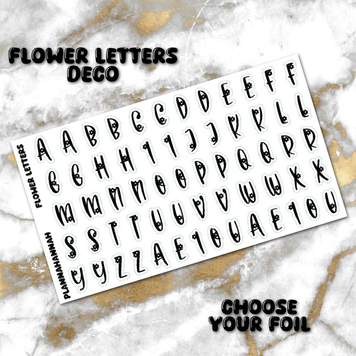 Flower Letters | Foiled White Background Journal Deco