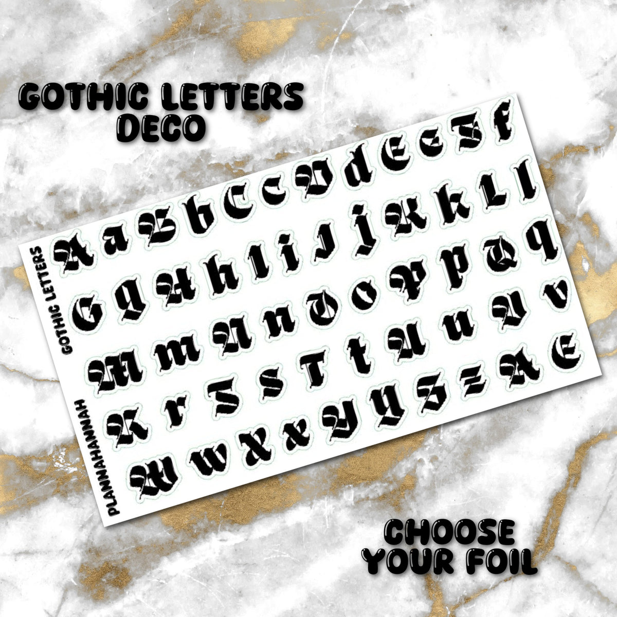 Gothic Letters | Foiled White Background Journal Deco