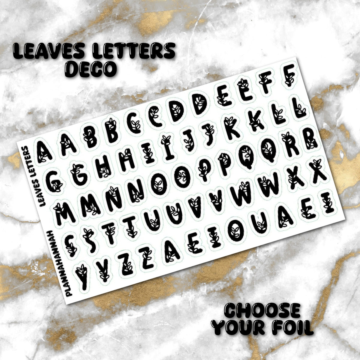 Leaves Letters | Foiled White Background Journal Deco