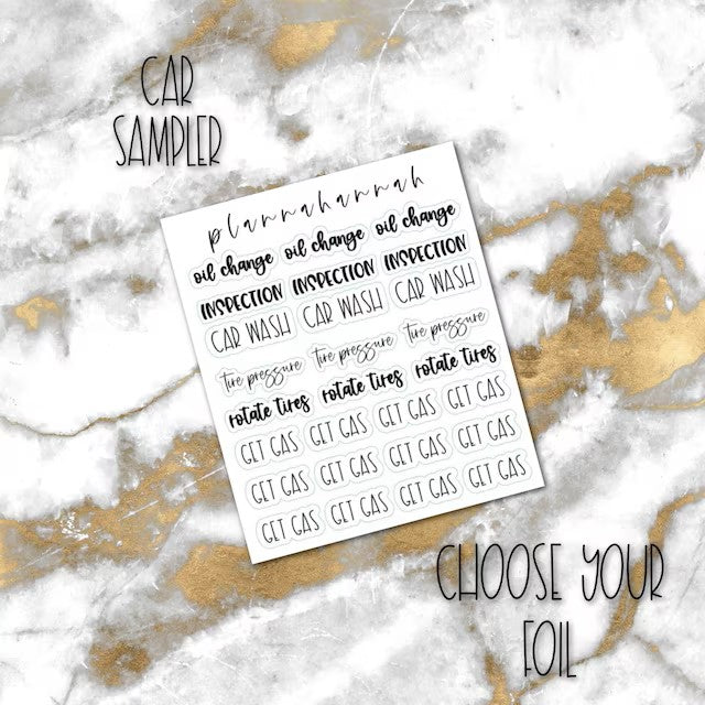 Car | Foiled Script Sampler