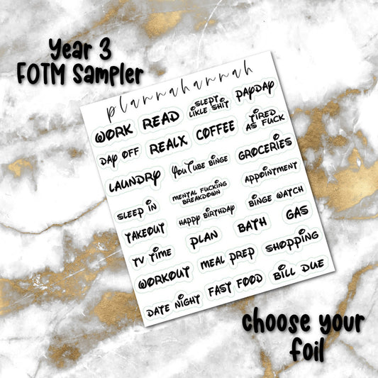 Year 3 FOTM | Foiled Script Sampler