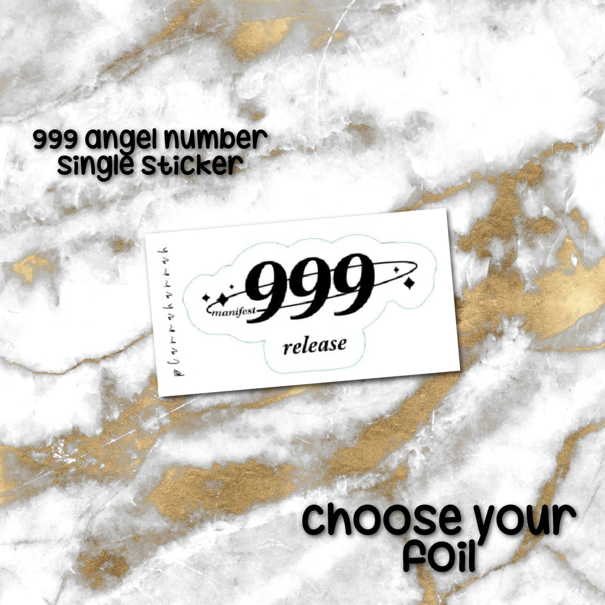 999 Angel Number | Foiled Single Sticker *NOT WATERPROOF*